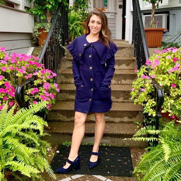 LAST CHANCE 100% Wool Navy Blue Boutique Dress - donated 2/28 - Picture 2 of 5